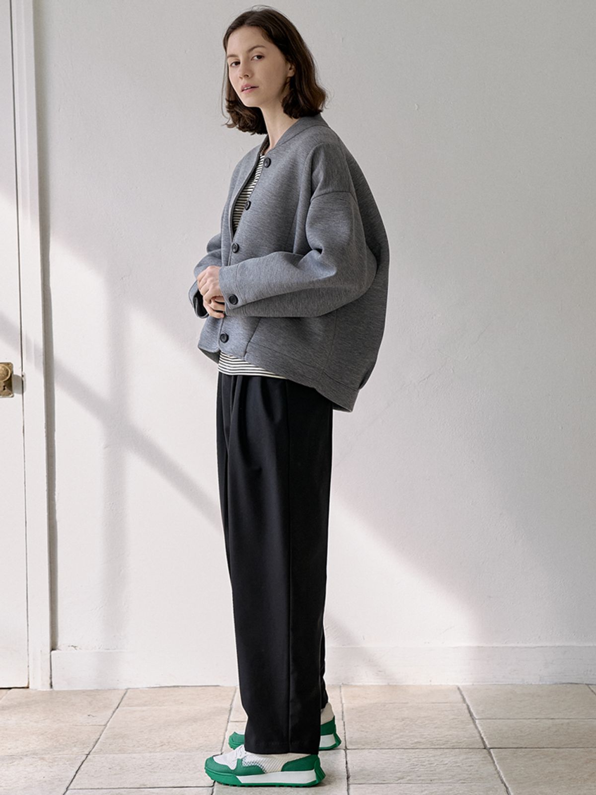 아방(AVANT-G) Neoplan Overfit Baseball Jumper - GREY