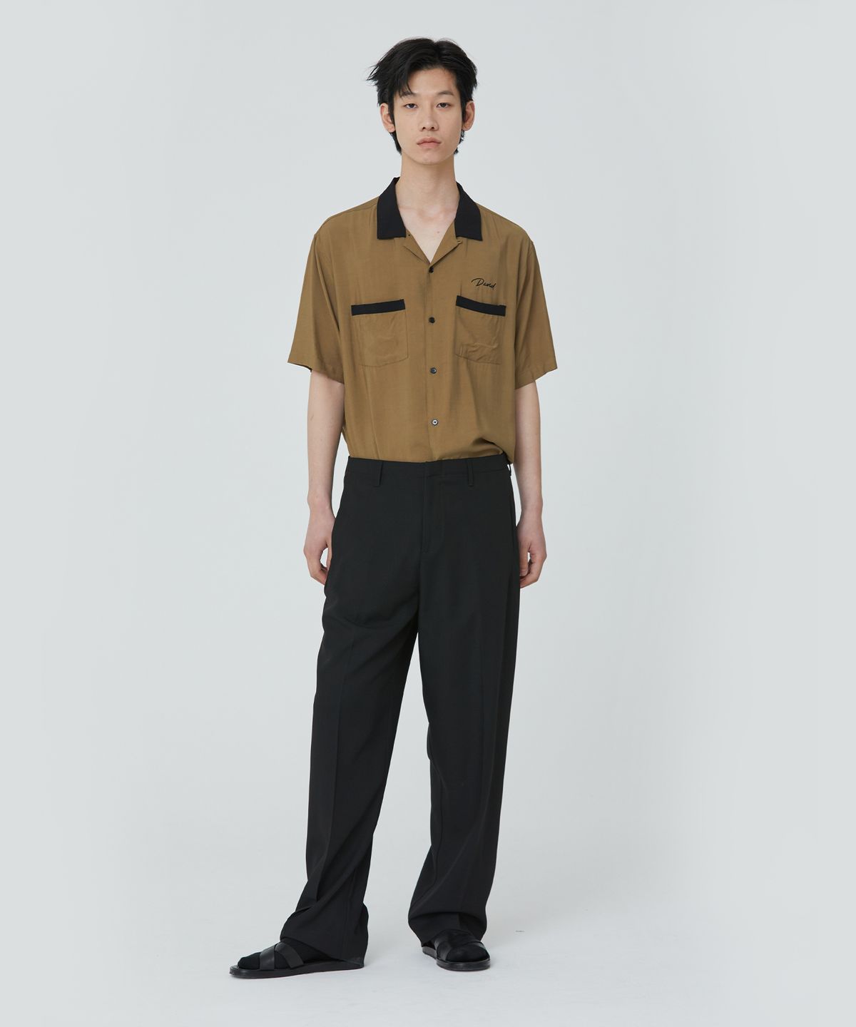 퍼블릭피겨(PUBLICFIGURE) 심리스 와이드 팬츠_블랙