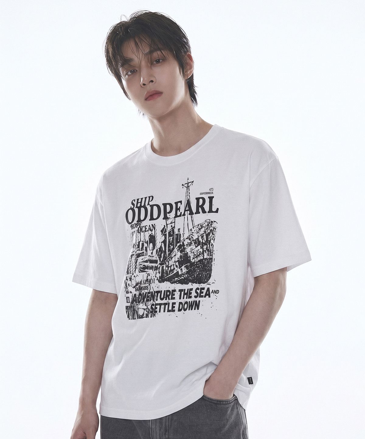 오드펄(ODDPEARL) ship t-shirt(white)