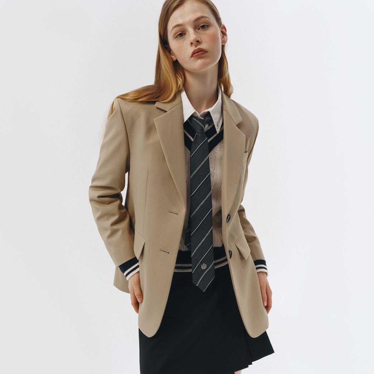 던스트(DUNST) CLASSIC REGIMENTAL TIE GREY STRIPE_UDNE3E103G2
