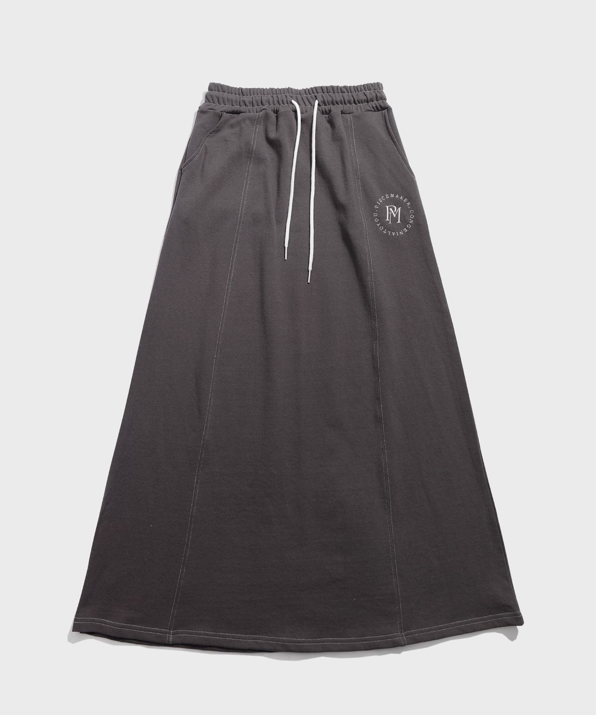 피스메이커(PIECE MAKER) STITCH SWEAT MAXI SKIRT (CHARCOAL)