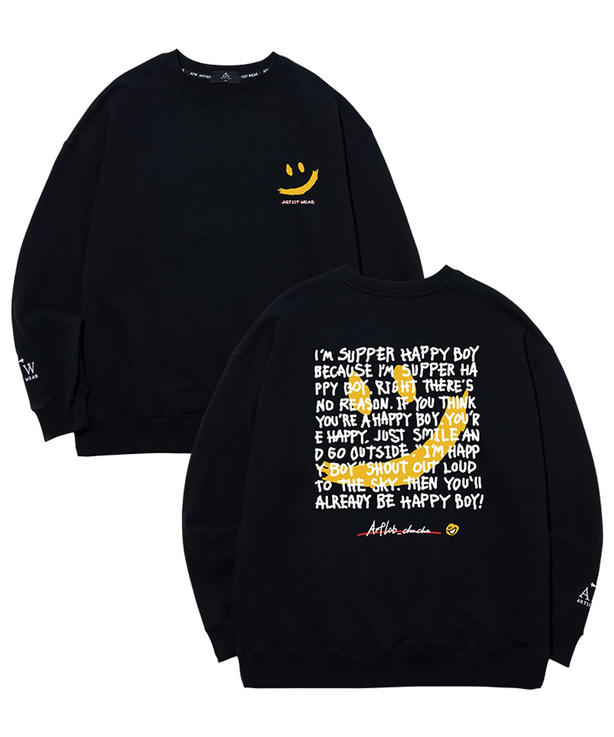 아티스트웨어(ARTISTWEAR) [ATW X 아트랩차차] 수퍼해피 맨투맨