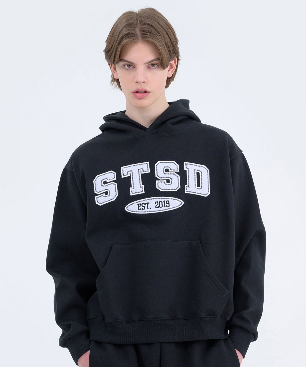 에스릿 스튜디오(SLIT STUDIO) STSD 아치 로고 후드 블랙