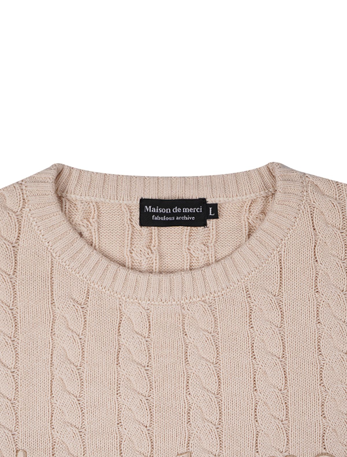 라 메종 스튜디오(LA MAISON STUDIO) UNISEX 크루넥 케이블 니트 베이지(FCD1KT207M)