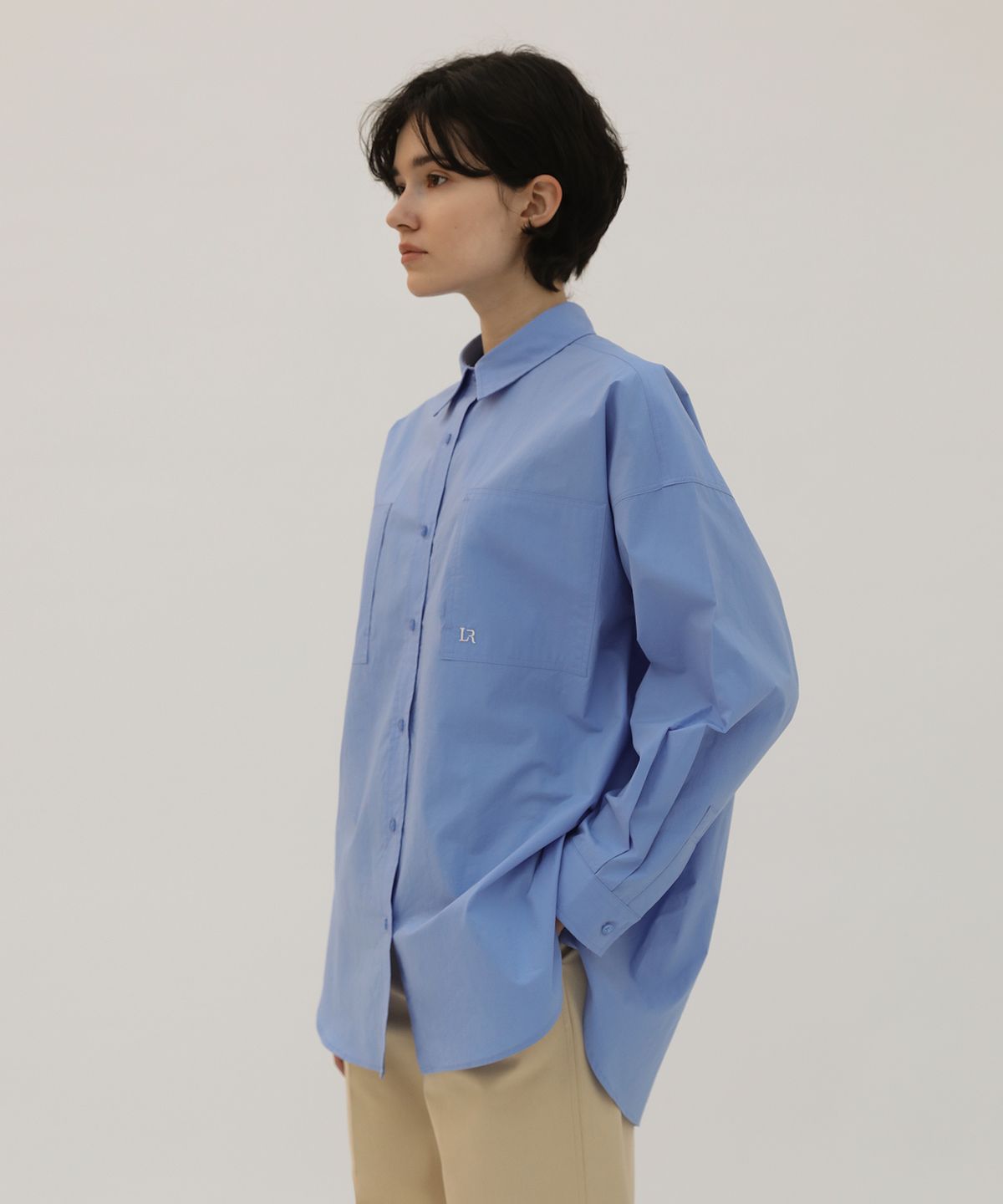 르바(LEVAR) Poplin Overfit Pocket Shirts - Light blue