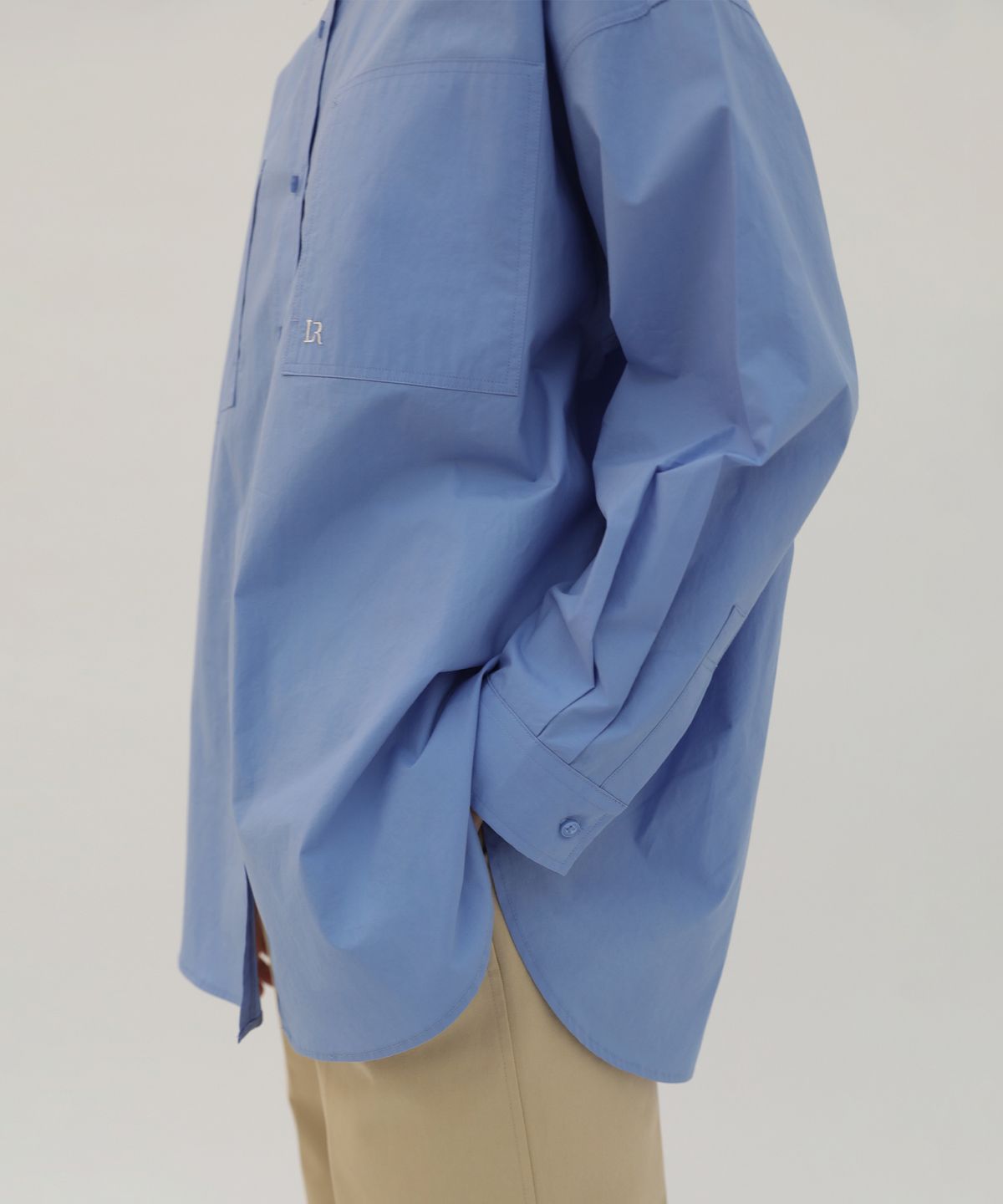 르바(LEVAR) Poplin Overfit Pocket Shirts - Light blue