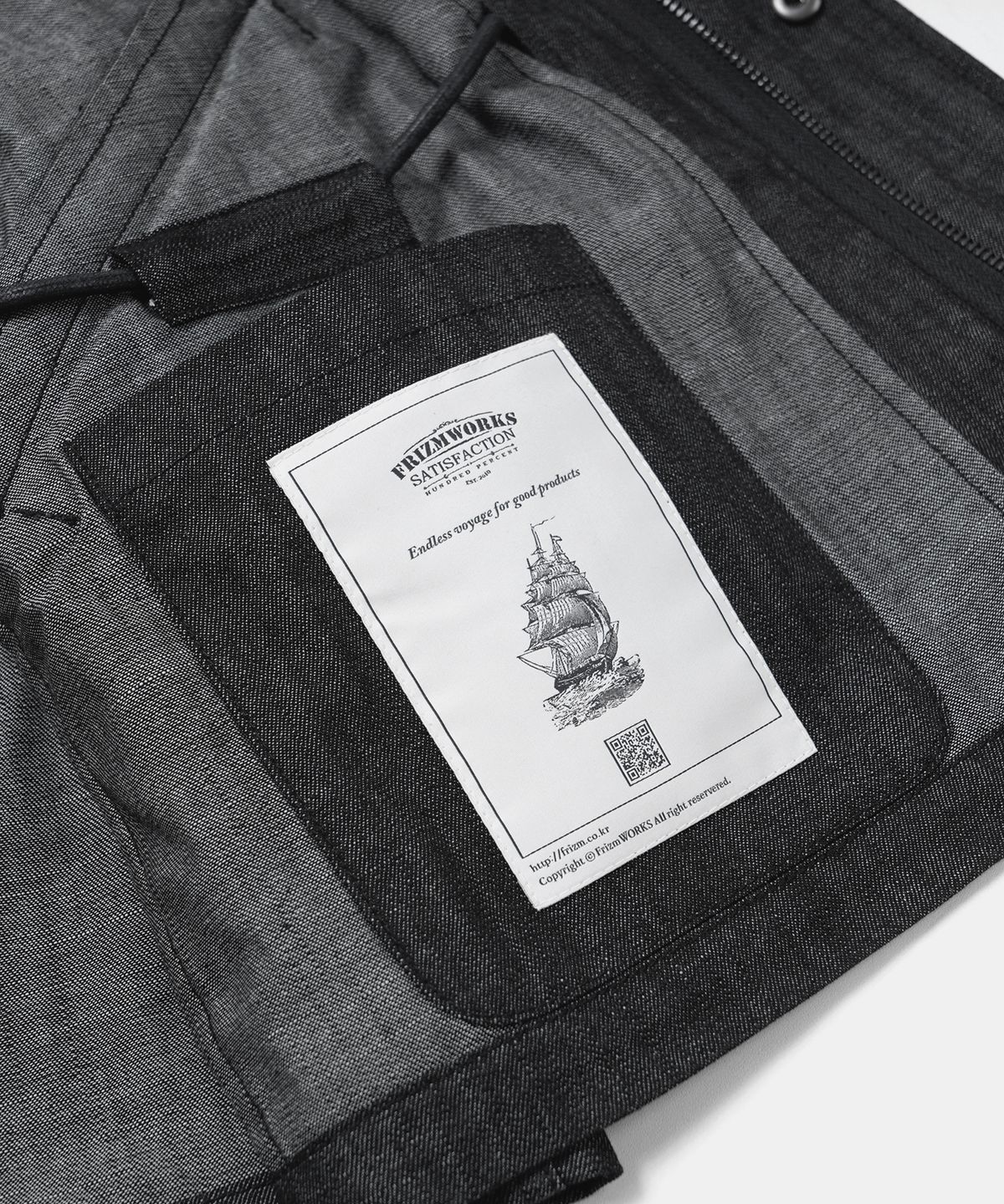 프리즘웍스(FRIZMWORKS) OSCAR DENIM FISHTAIL JACKET _ BLACK