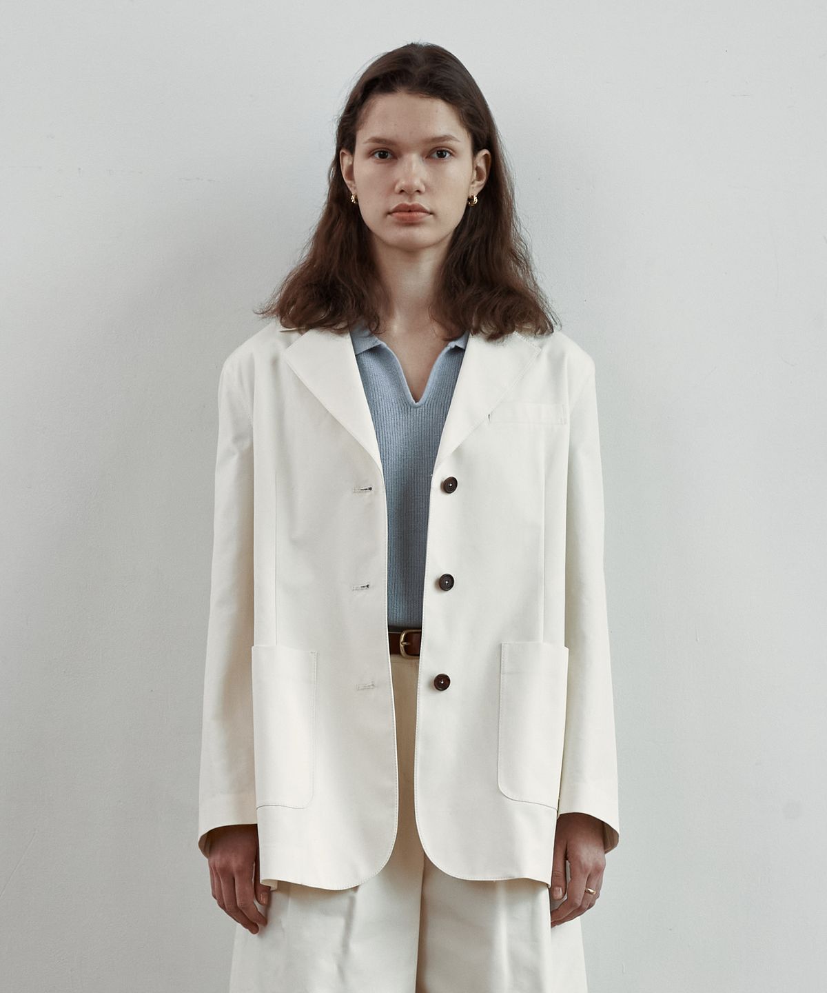 스텝어라운드(STEP AROUND) Set-up wide pocket casual jacket [IVORY]