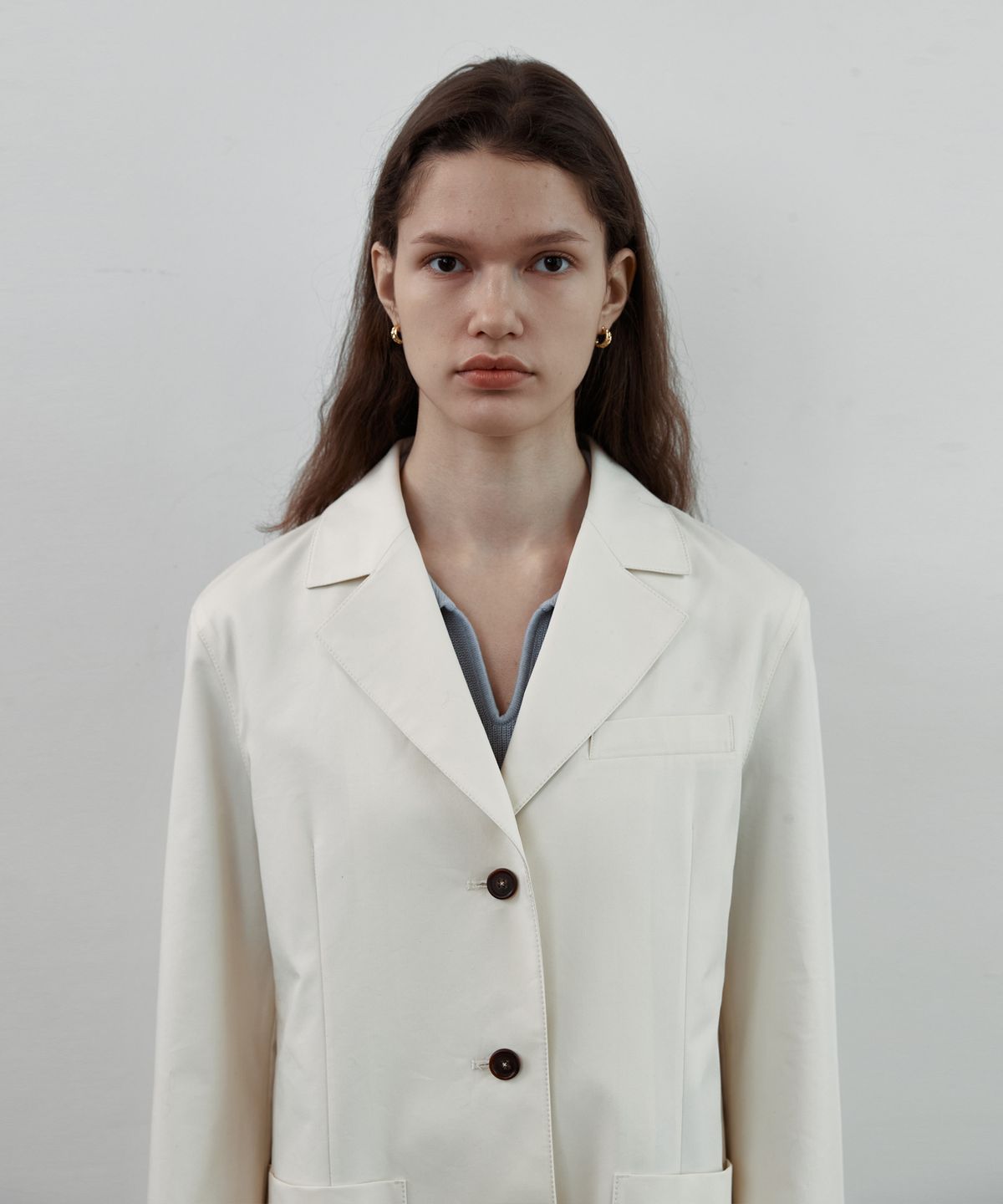 스텝어라운드(STEP AROUND) Set-up wide pocket casual jacket [IVORY]