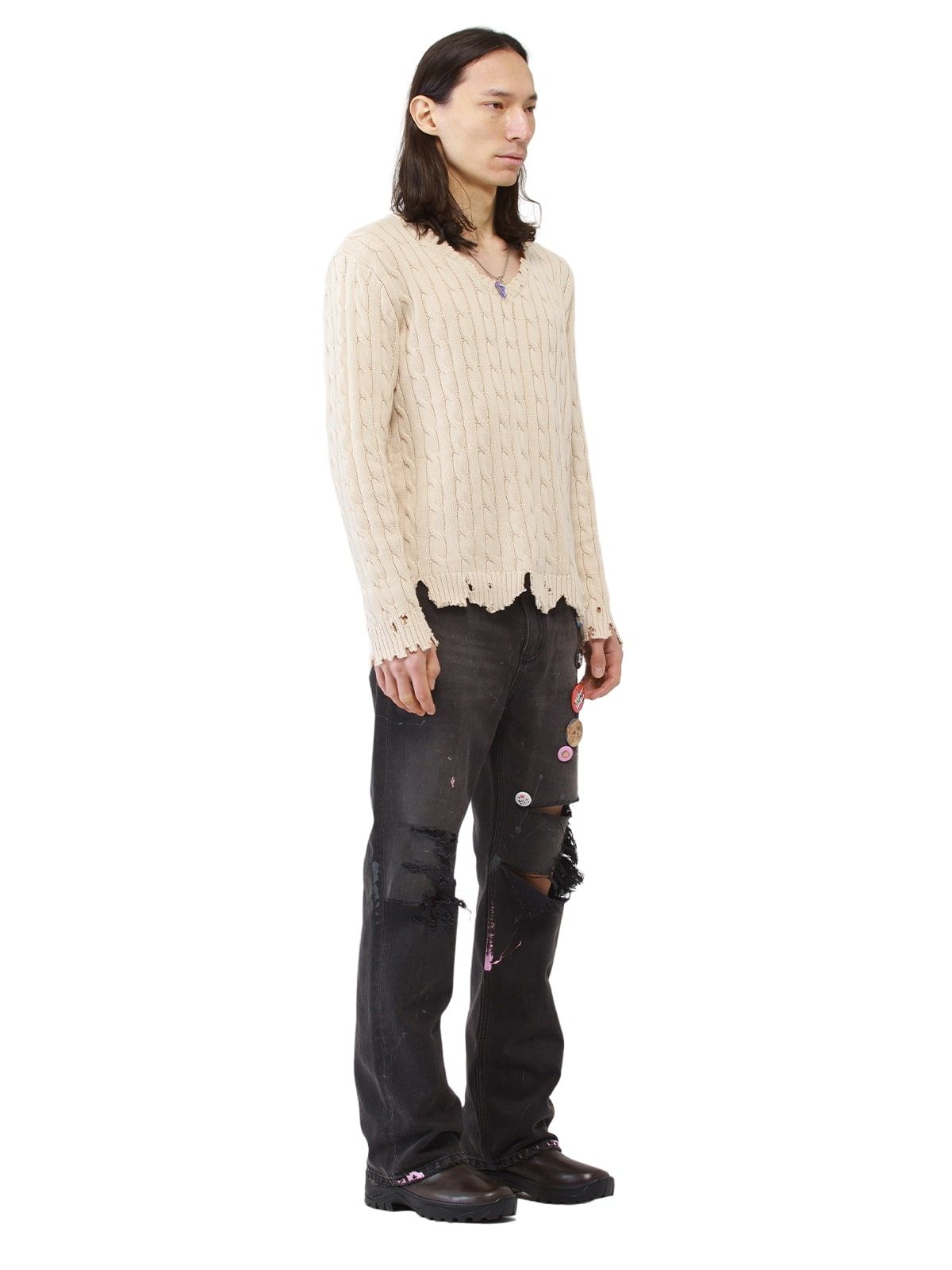 조거쉬(JOEGUSH) Distressed Cable knit (Ivory)