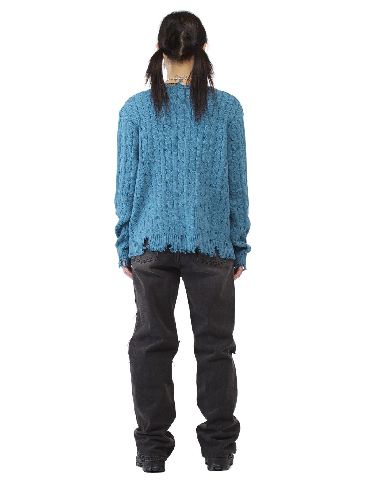 조거쉬(JOEGUSH) Distressed Cable knit (Smoke Blue)