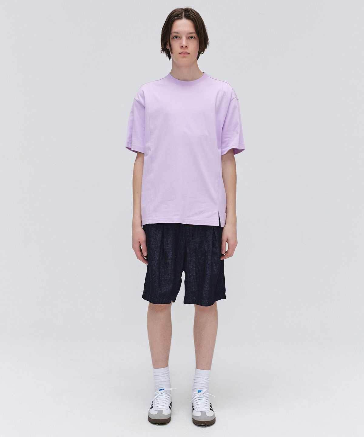 이지오(EZIO) Unbalanced Cut T-shirt_Violet