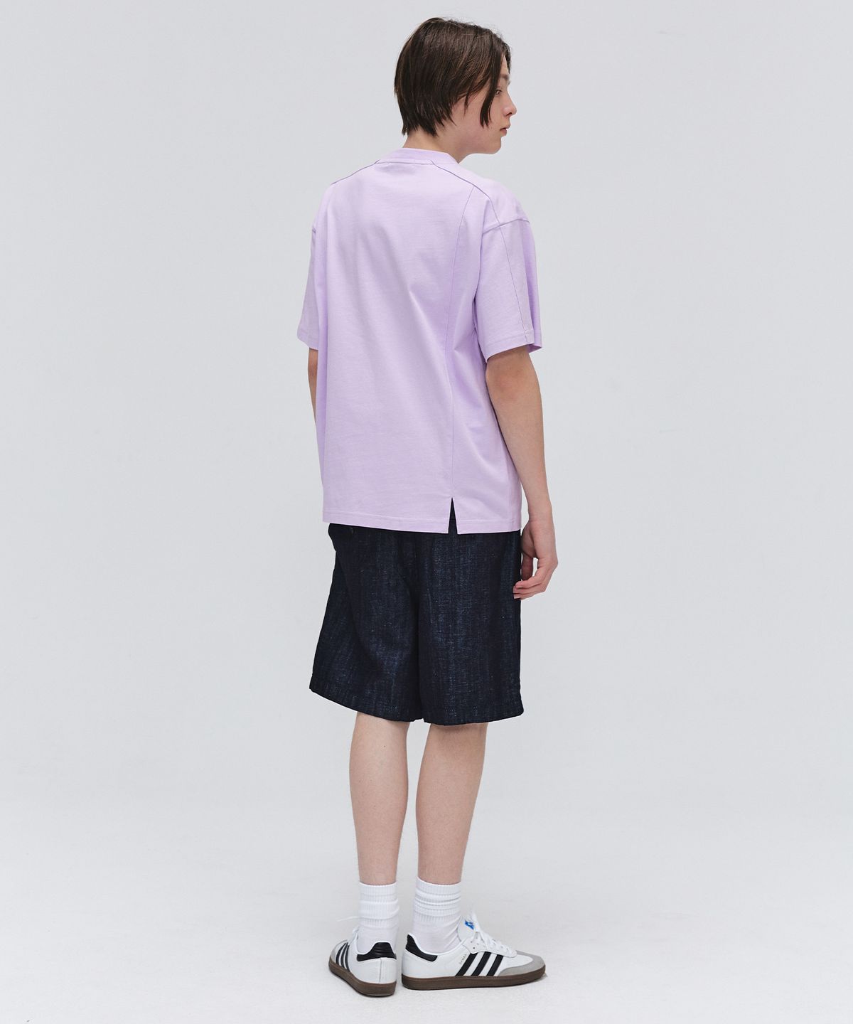 이지오(EZIO) Unbalanced Cut T-shirt_Violet
