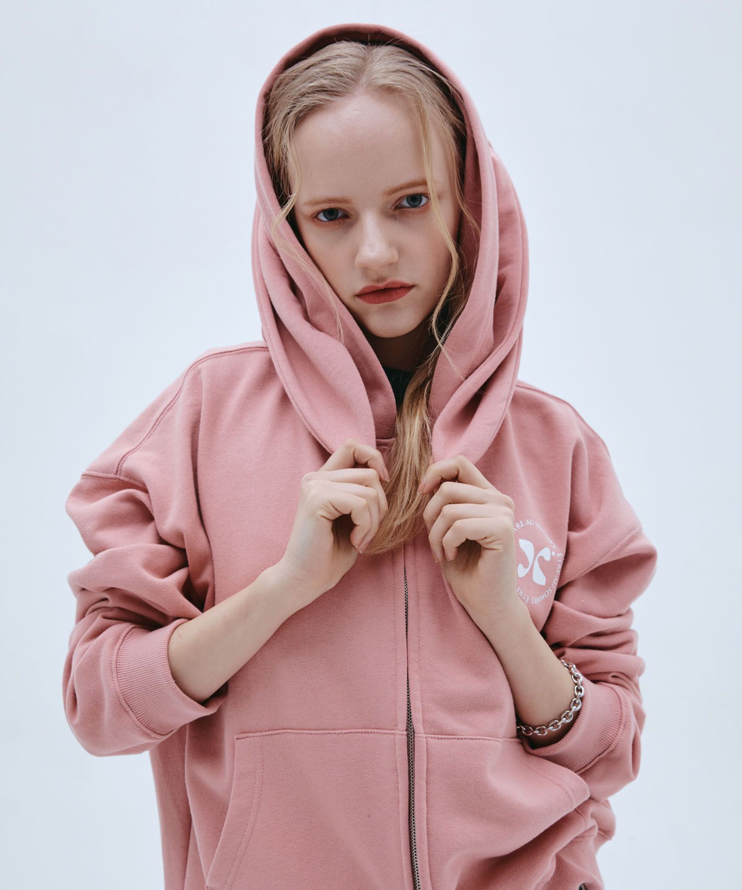 MUSINSA | ETRE AU SOMMET Rabbit Hood Zip-up (Pale Pink)