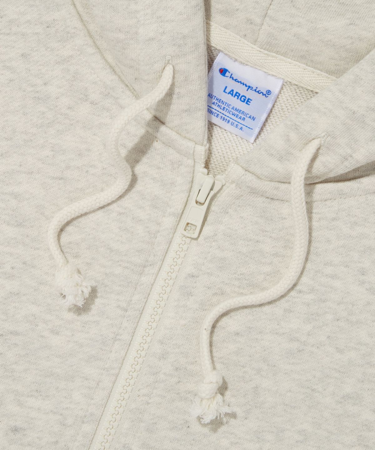 챔피온(CHAMPION) 베이직 C로고 후드 집업 Cream