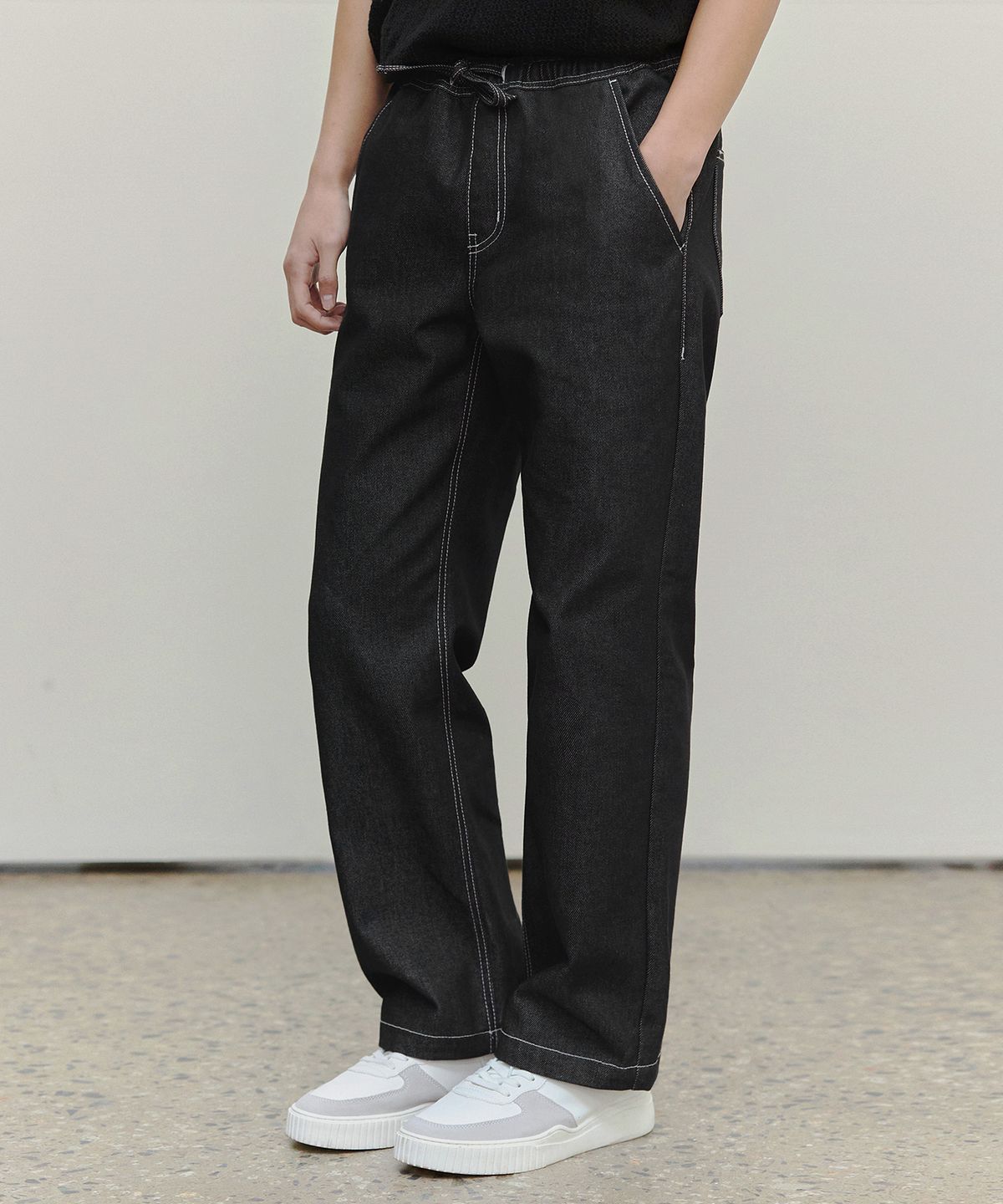 데케트(DECET) Comfortable Banding Denim Pants DCPT025CPBlack