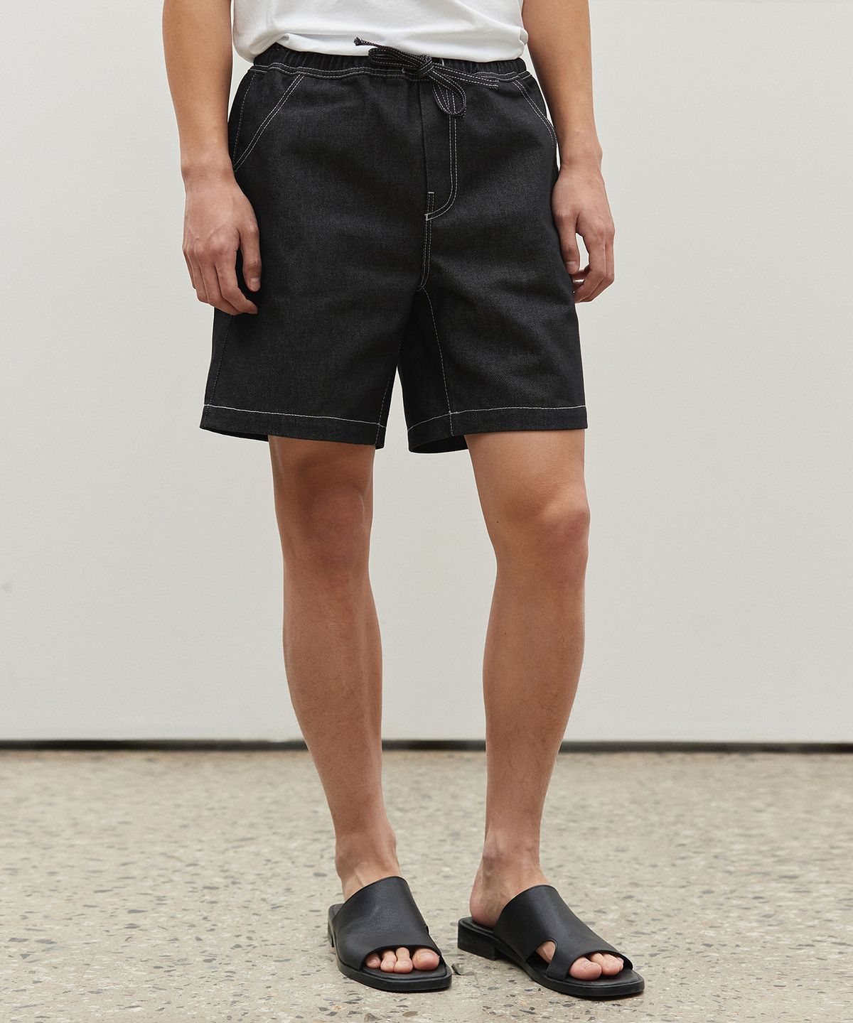 데케트(DECET) Comfortable Banding Denim Shorts DCPT026CPBlack