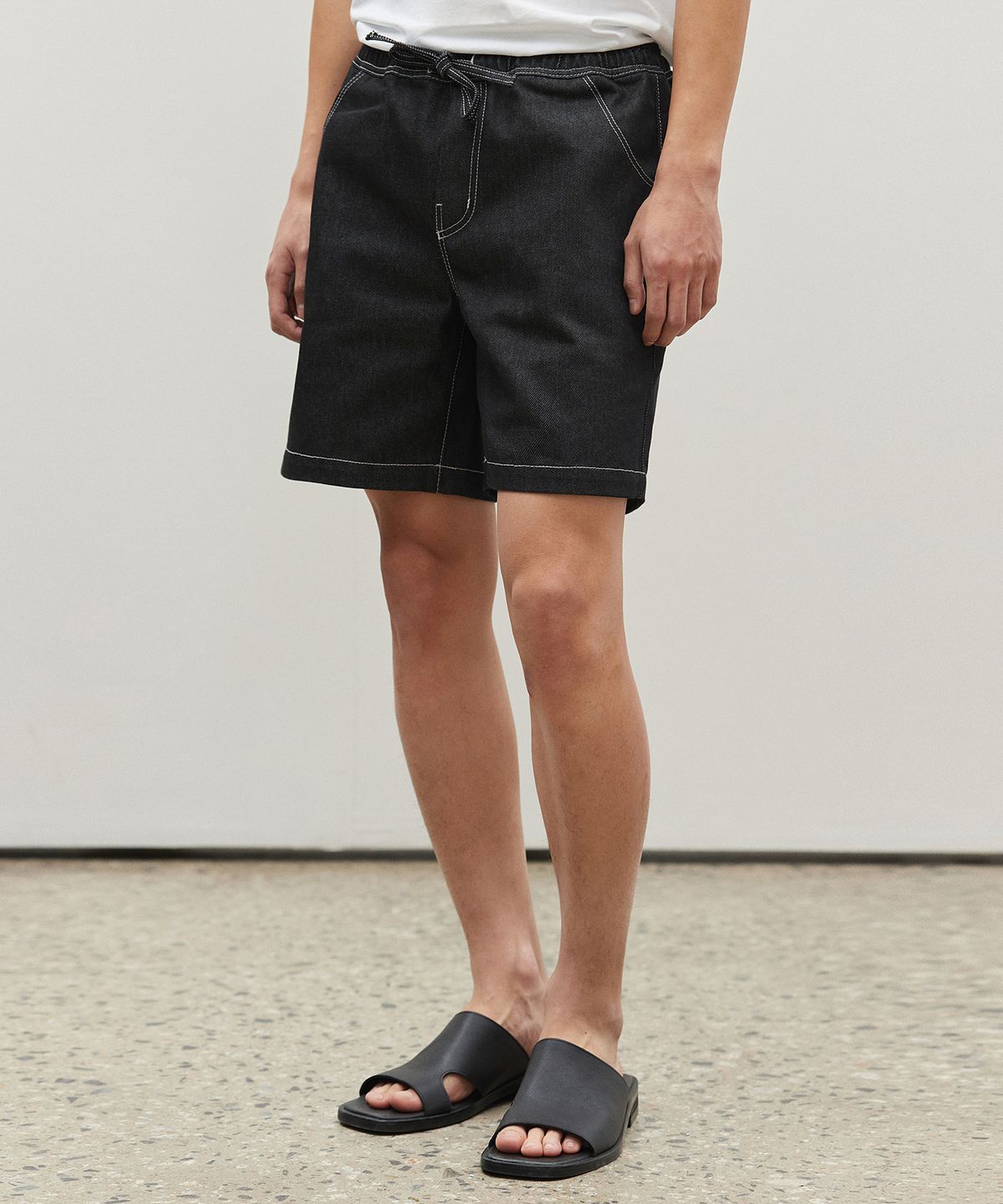 데케트(DECET) Comfortable Banding Denim Shorts DCPT026CPBlack