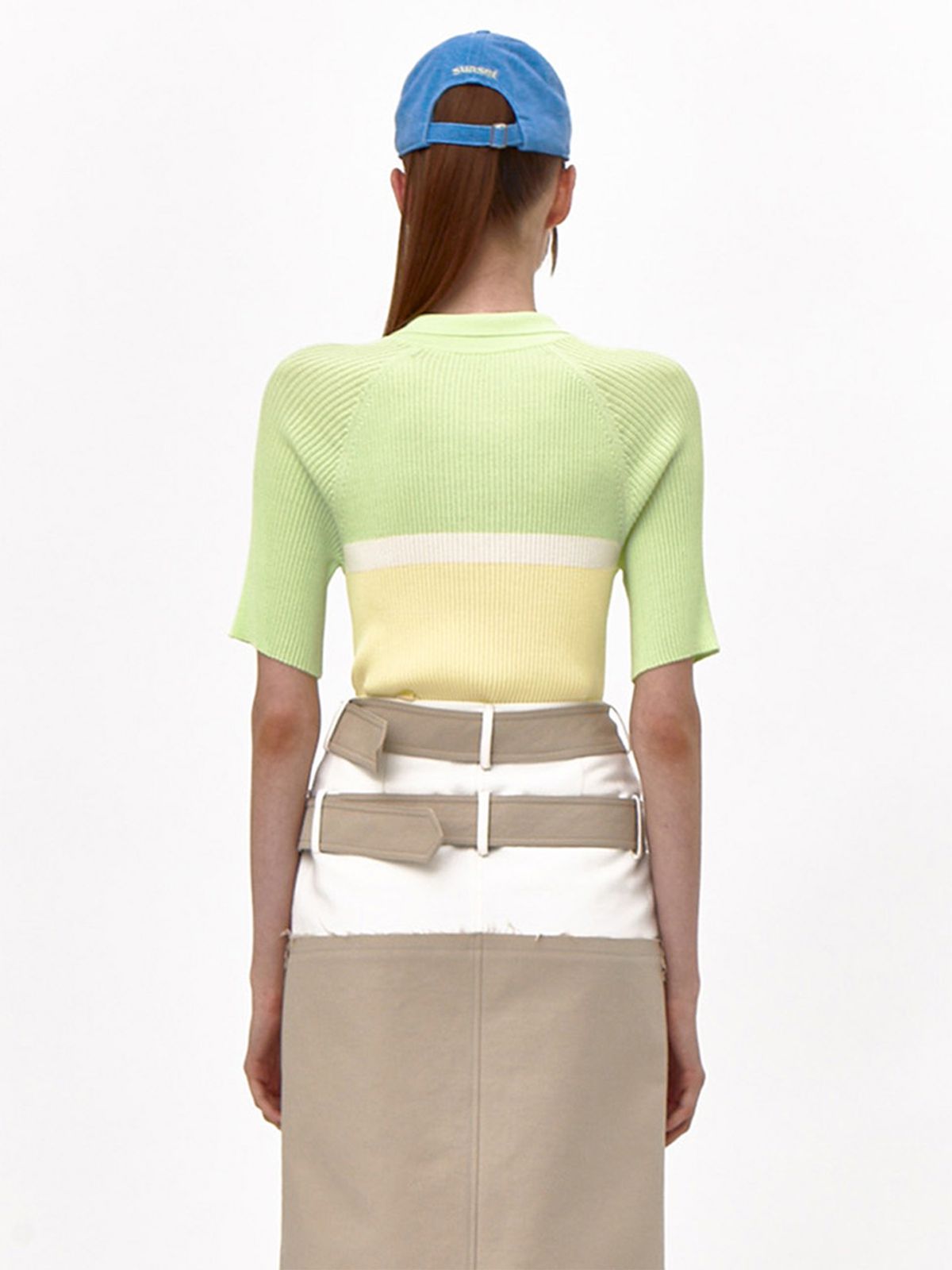 기준(KIJUN) Polo Zip-up Knit Lime