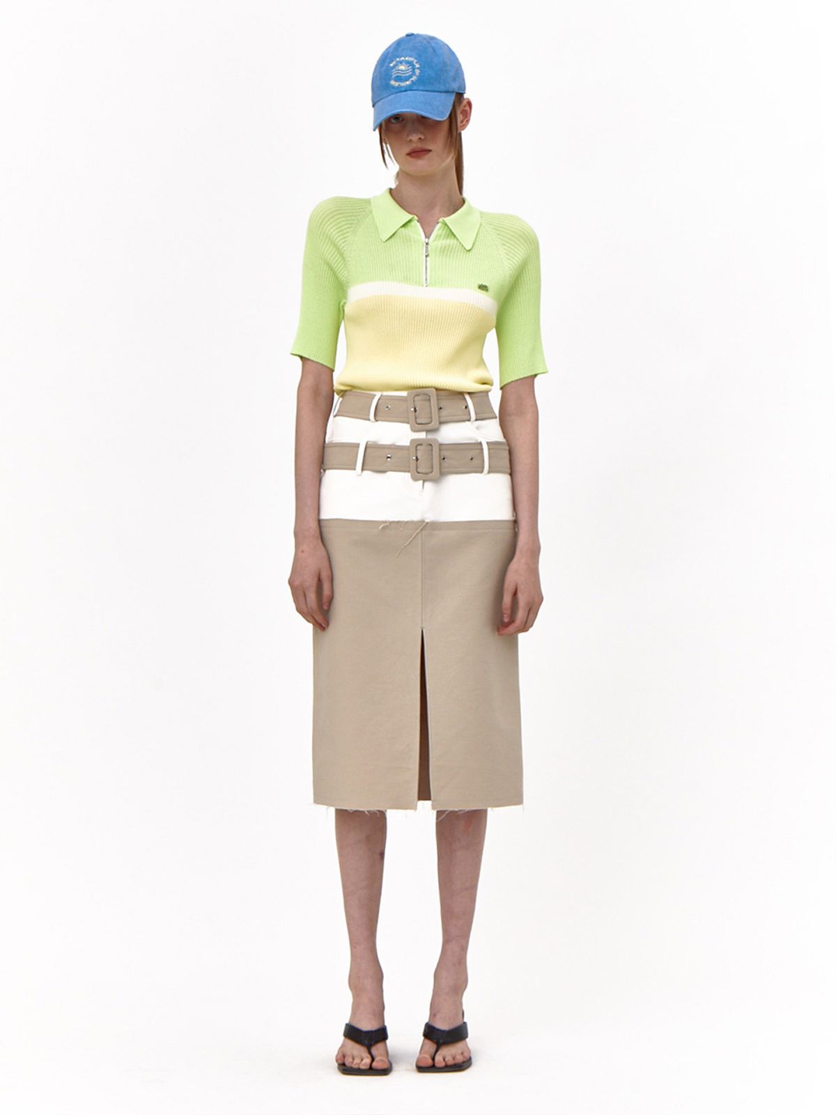 기준(KIJUN) Polo Zip-up Knit Lime