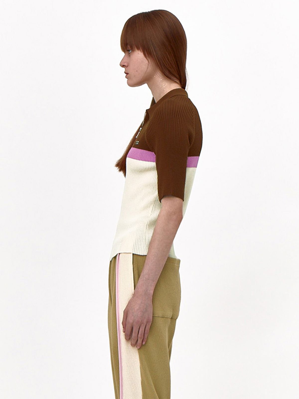 기준(KIJUN) Polo Zip-up Knit Brown