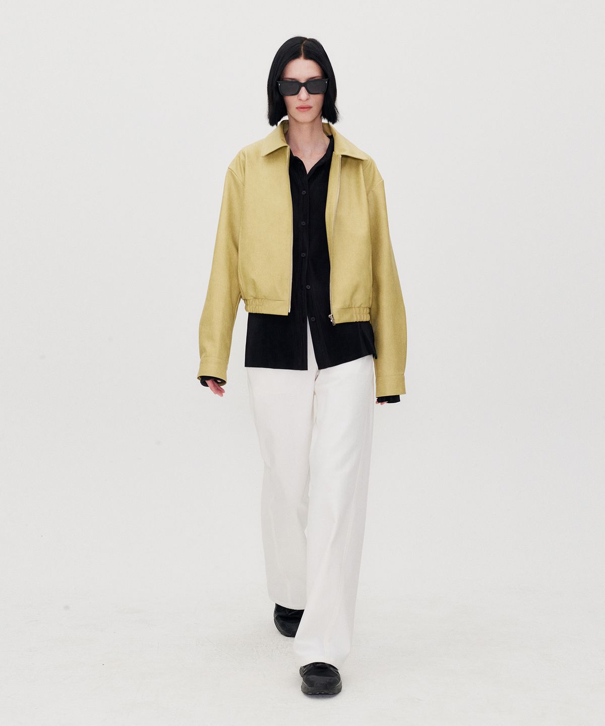 리이(RE RHEE) ZIPPED WORK BOMBER JACKET BISQUE YELLOW