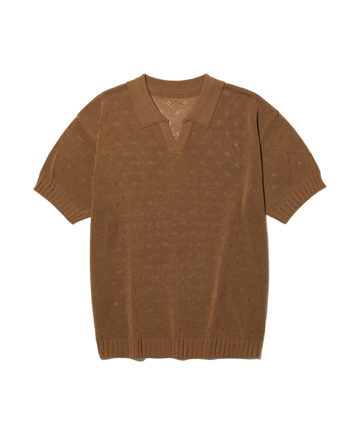 빅유니온(BIG UNION) PUNCHING HALF COLLAR KNIT / BROWN