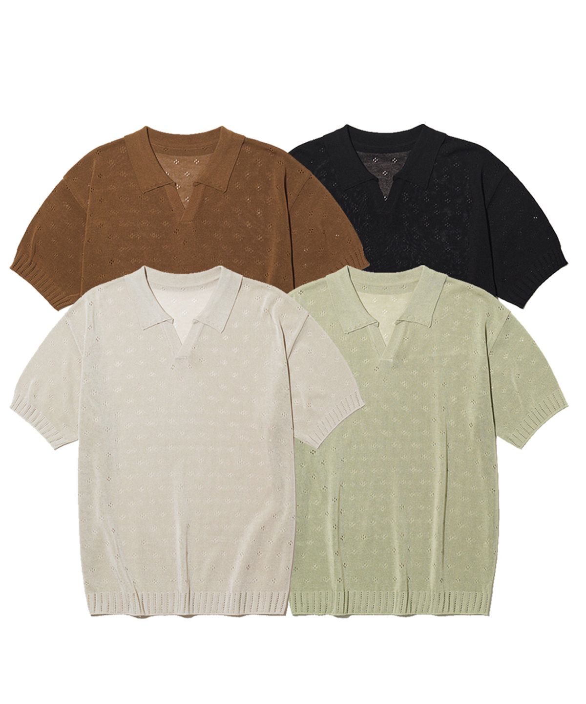 빅유니온(BIG UNION) PUNCHING HALF COLLAR KNIT / BROWN