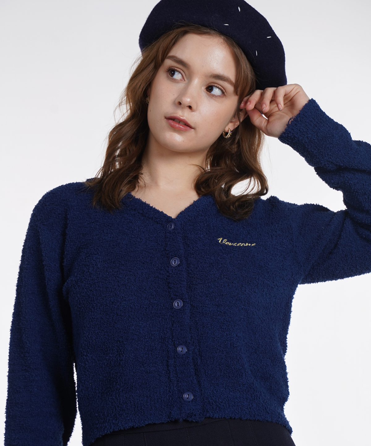 벌스원(VERSE ONE) EMBROIDERED LOGO CARDIGAN NAVY(NEW)
