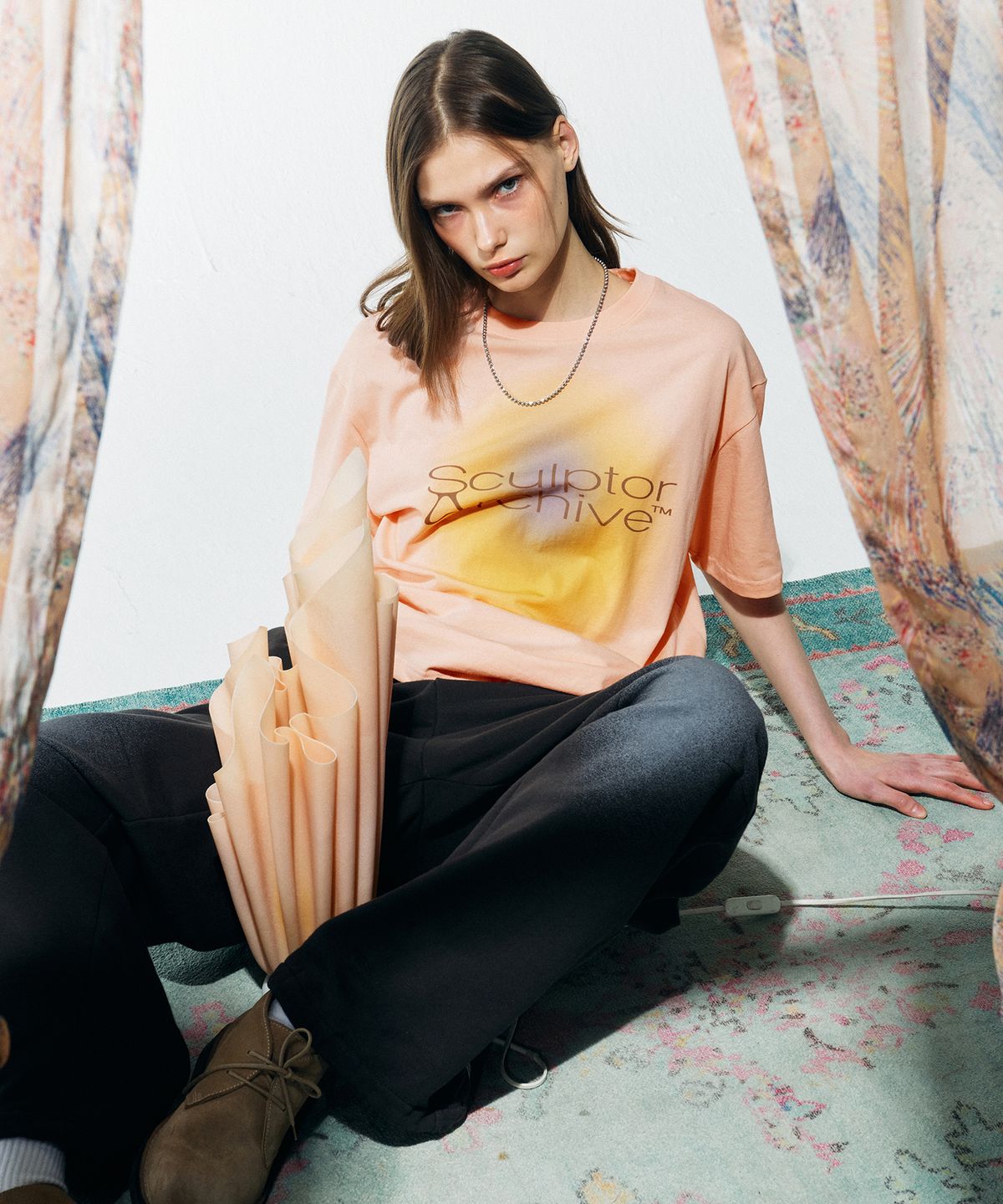 스컬프터(SCULPTOR) Colour Archive Logo Tee Pale Pink