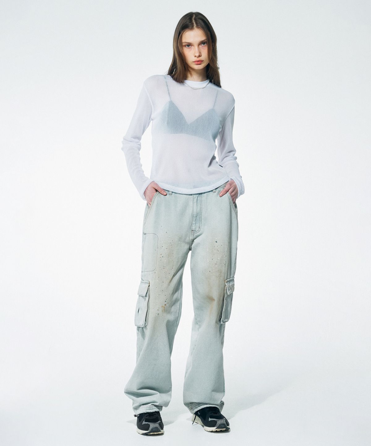 스컬프터(SCULPTOR) Basic Mesh L/S Tee White