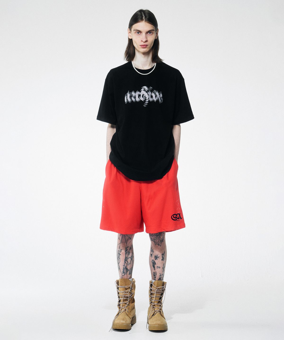 스컬프터(SCULPTOR) Symbol Logo Mesh Shorts Poppy
