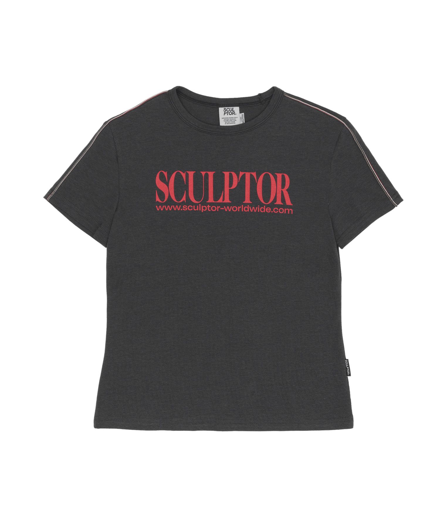 ★SCULPTOR★ Classic Logo Piping Crop Top Charcoal SC23S244C MUSINSA | SCULPTOR Classic Logo Piping Crop Top Charcoal