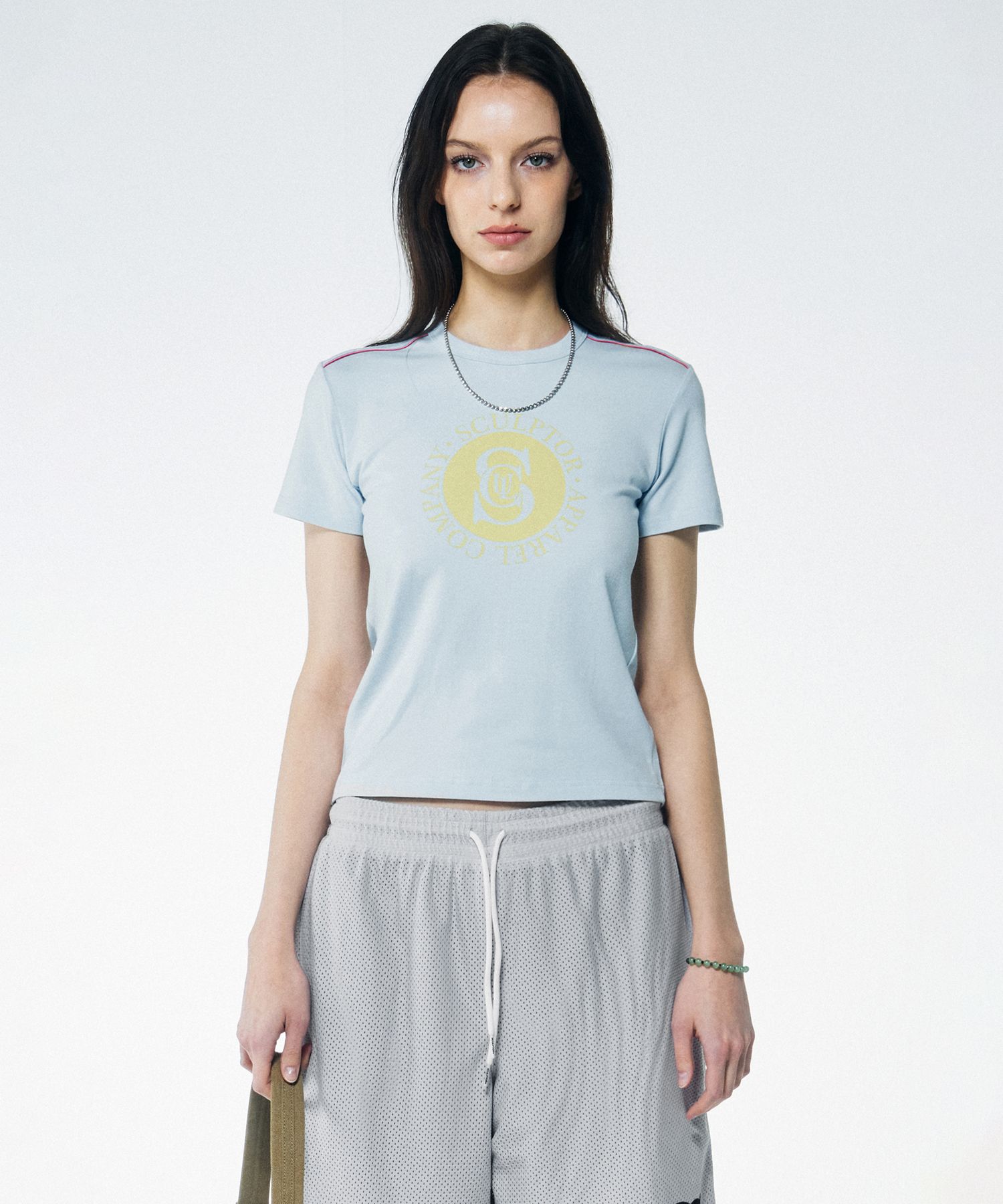 ★SCULPTOR★ Varsity Logo Tee Pale Blue SC22S227BL MUSINSA | SCULPTOR Varsity Logo Tee Pale Blue