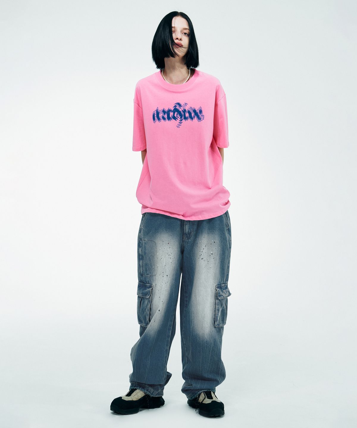 스컬프터(SCULPTOR) Distorted Logo Tee Pink