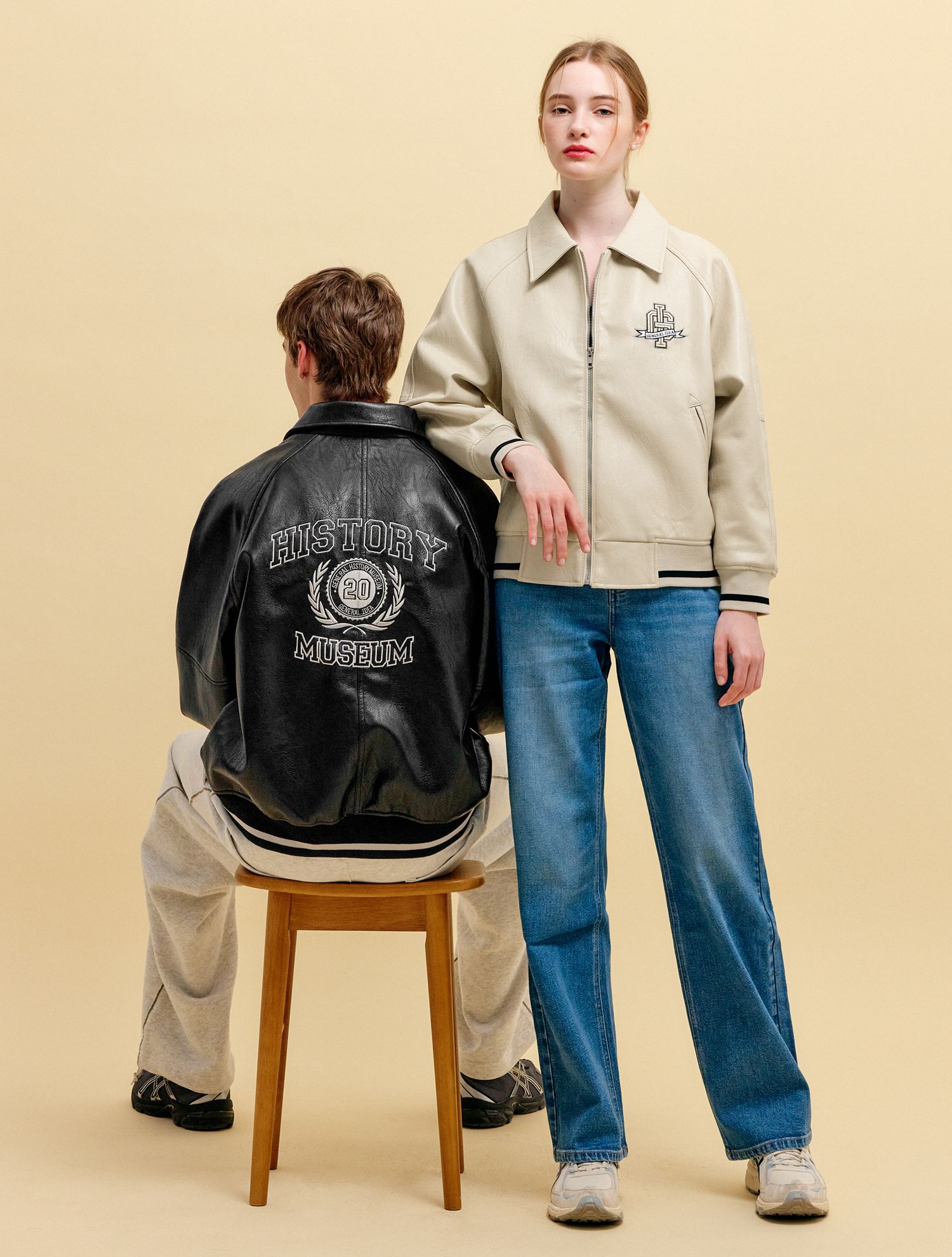 ★GENERAL IDEA★ UNISEX GI Museum Varsity Jacket [BEIGE] / S MUSINSA | GENERAL IDEA GI Museum Varsity Jacket [BLACK