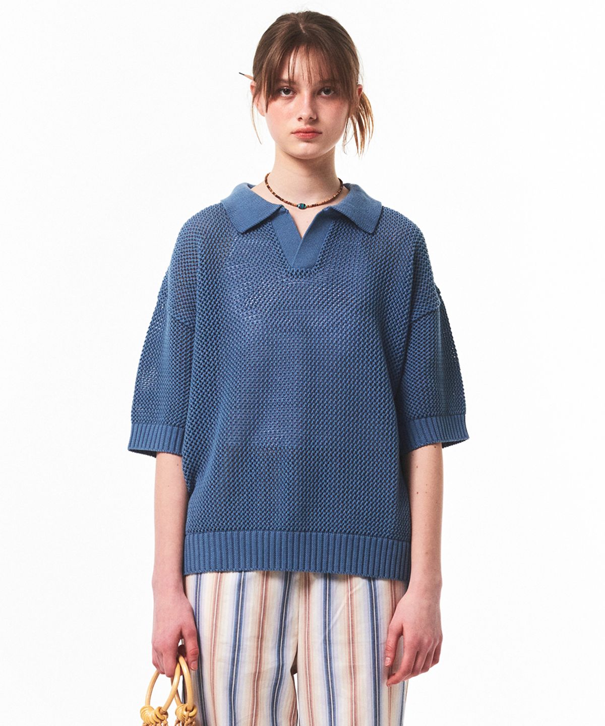 메인부스(MAINBOOTH) Sailing Oversized Punching Sweater(DUST BLUE)