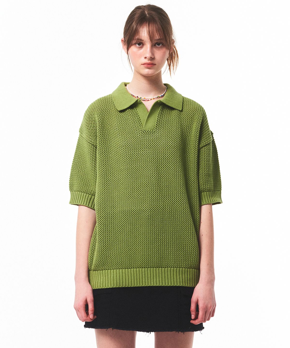 메인부스(MAINBOOTH) Sailing Oversized Punching Sweater(AVOCADO)