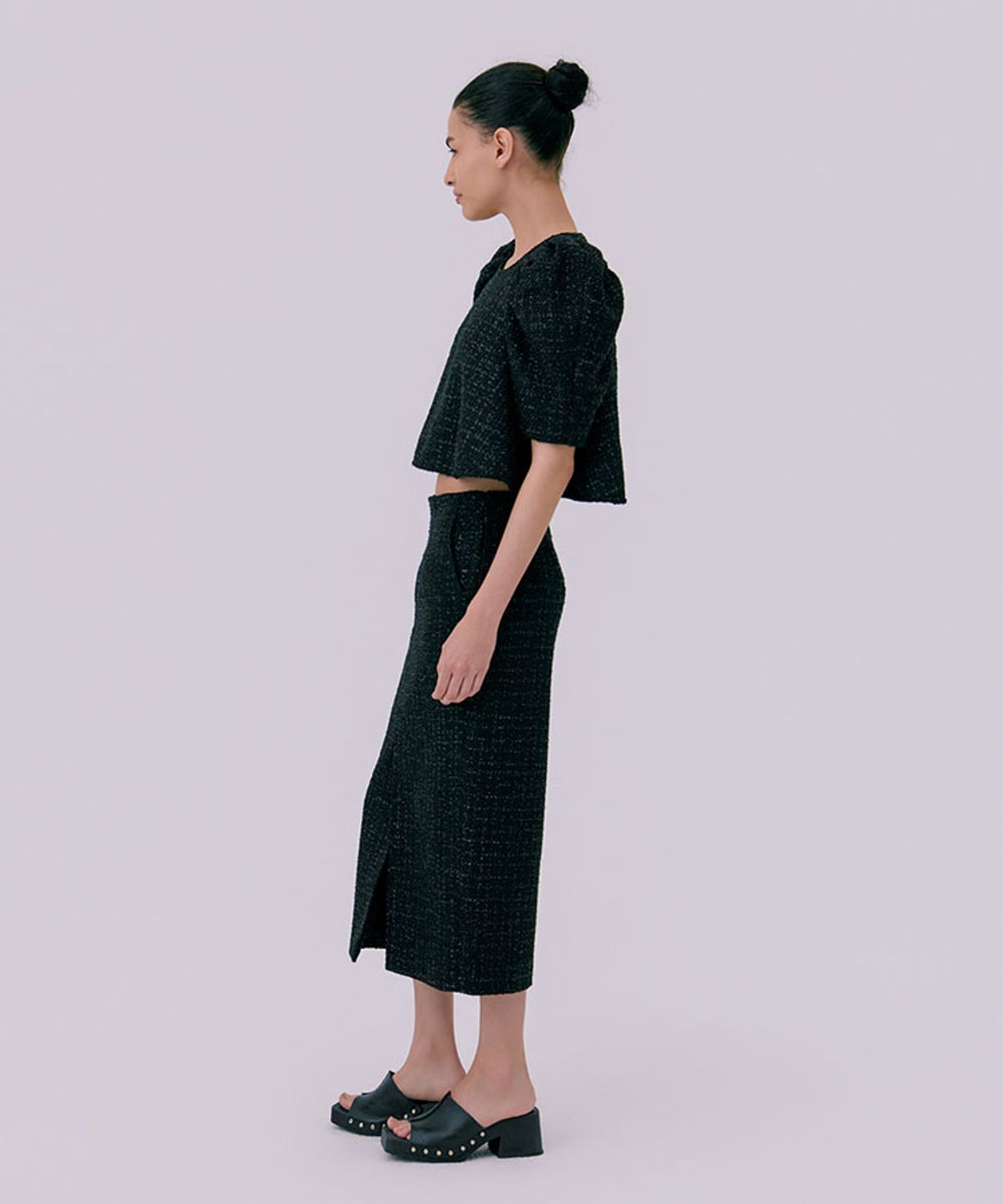 분더캄머(WNDERKAMMER) 26 Tweed puff top_black(트위드 퍼프 탑_블랙)