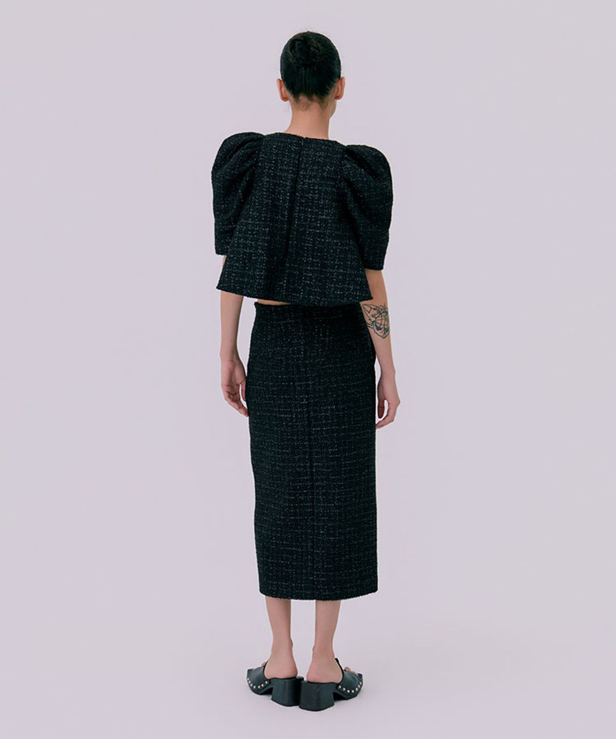 분더캄머(WNDERKAMMER) 26 Tweed puff top_black(트위드 퍼프 탑_블랙)