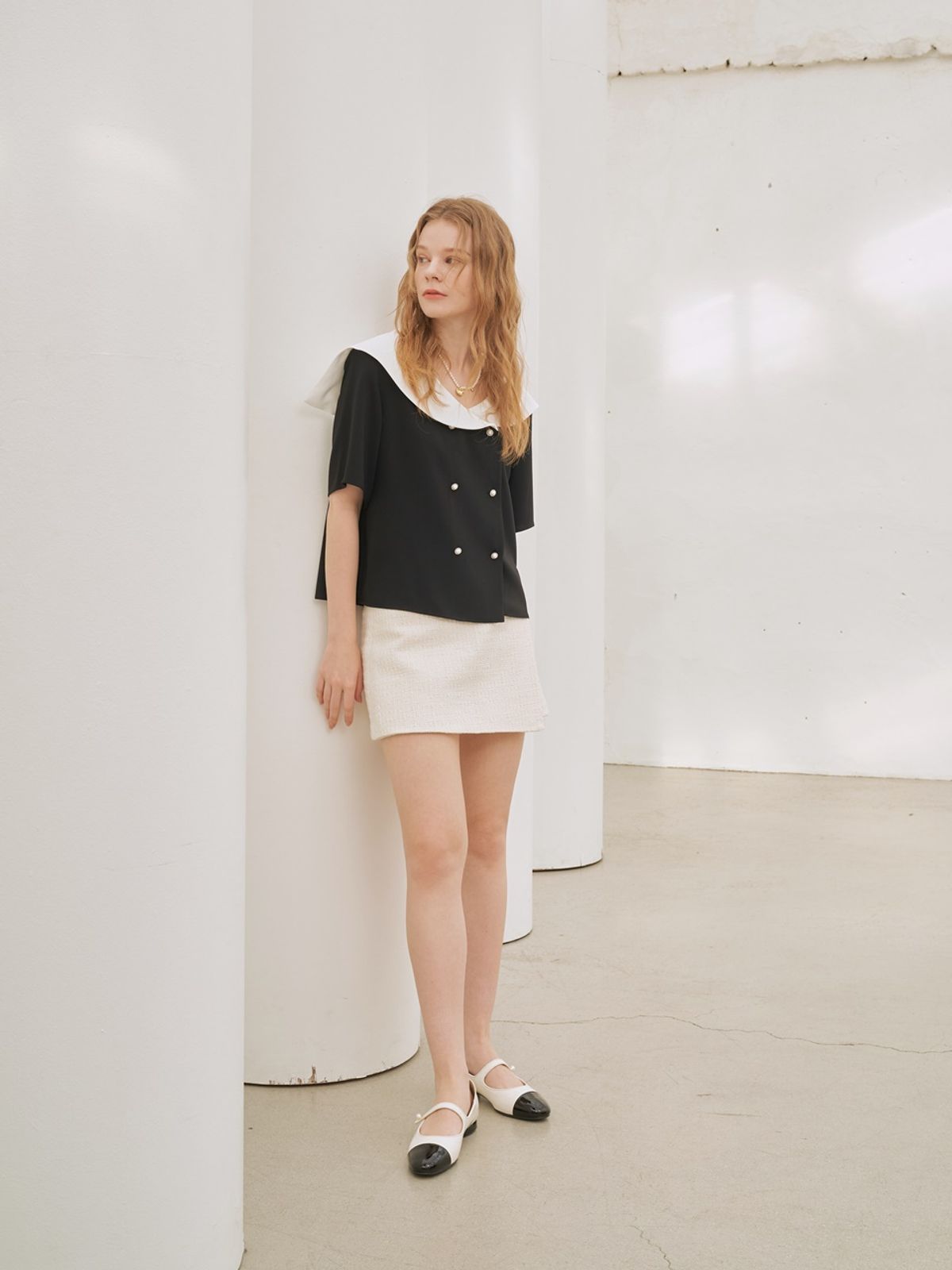 쥬다르(JEU DART) alice pearl maryjane flat  white