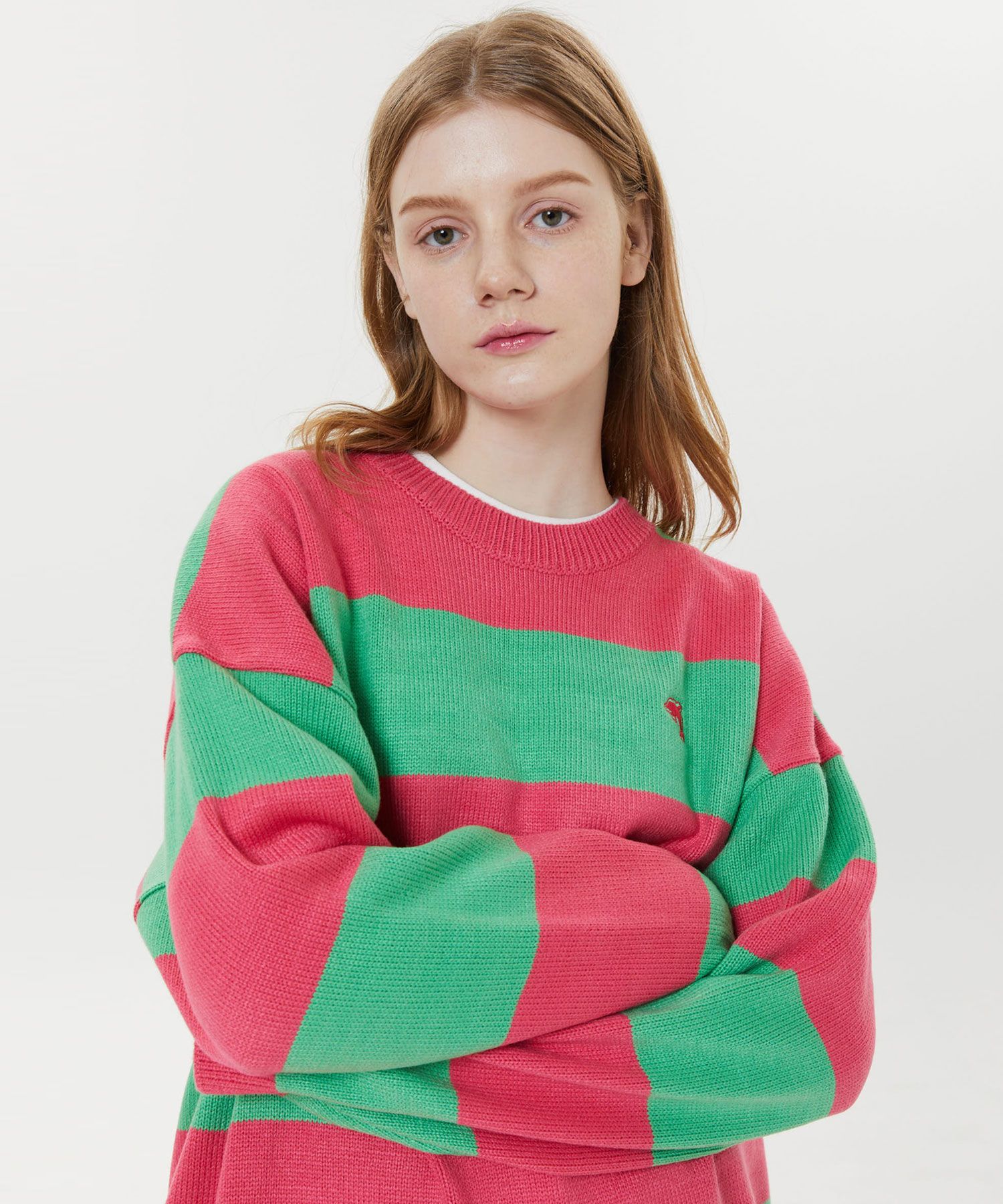 さらに100円引き◆WAI KEI◆Big stripe crew neck knit さらに100円引き◇WAI KEI◇Big stripe crew neck knit (Wai Kei