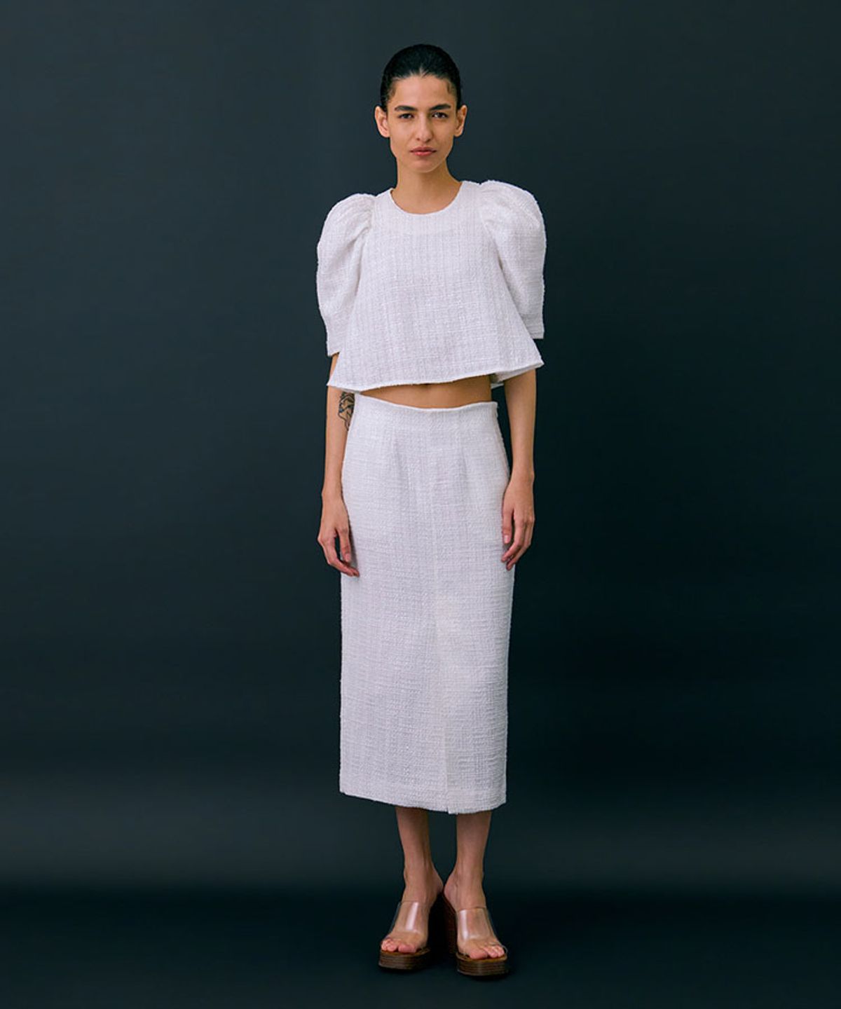 분더캄머(WNDERKAMMER) 26 Tweed skirt_white(트위드 스커트_화이트)
