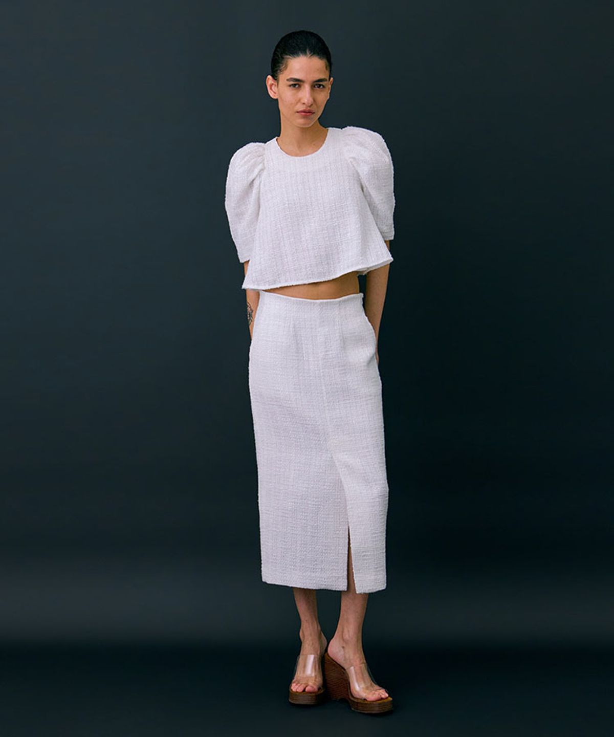 분더캄머(WNDERKAMMER) 26 Tweed skirt_white(트위드 스커트_화이트)