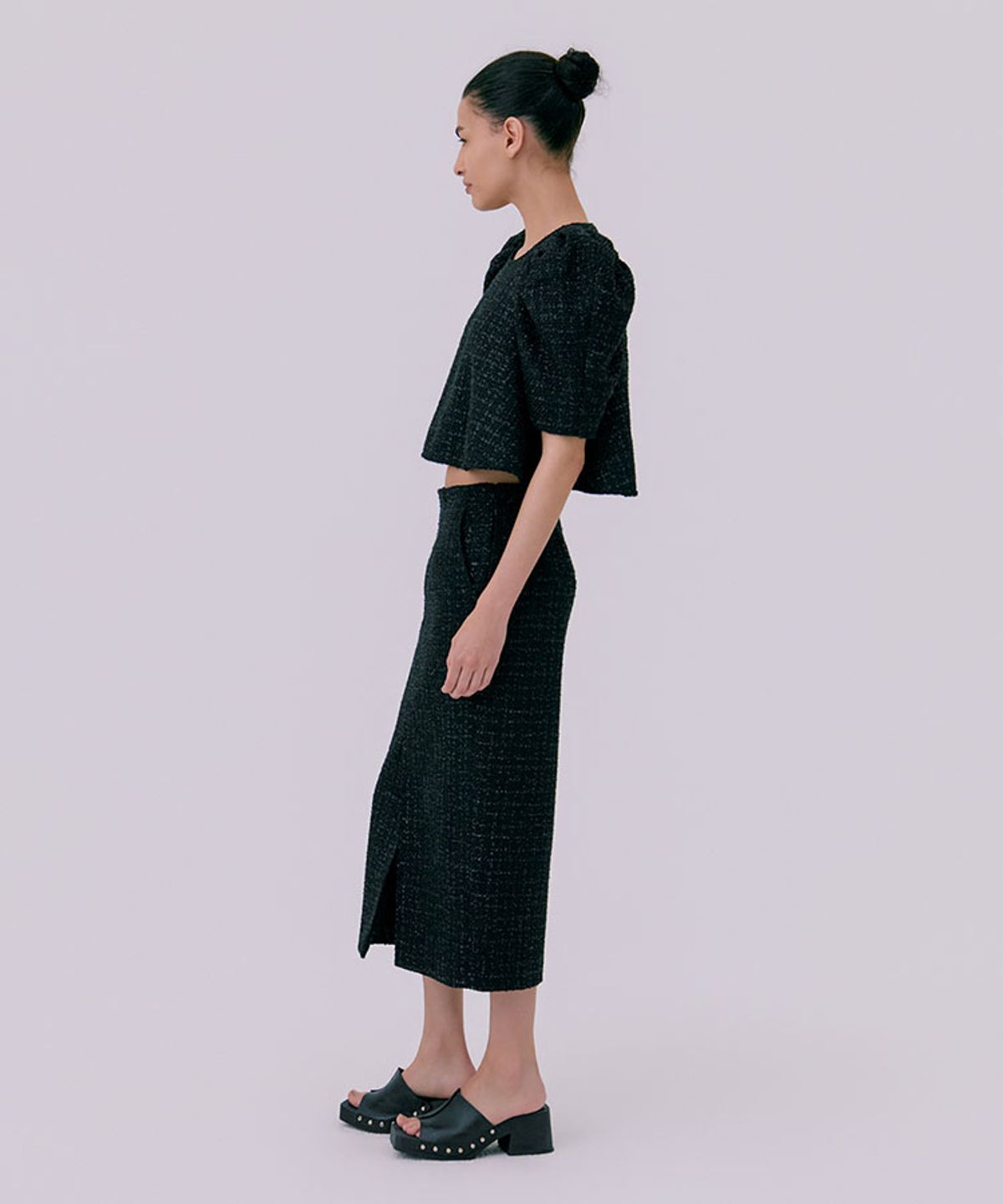 분더캄머(WNDERKAMMER) 26 Tweed skirt_black(트위드 스커트_블랙)