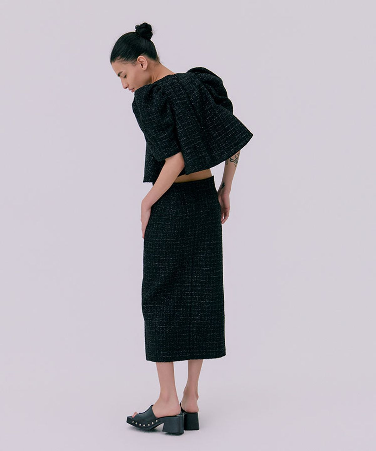 분더캄머(WNDERKAMMER) 26 Tweed skirt_black(트위드 스커트_블랙)