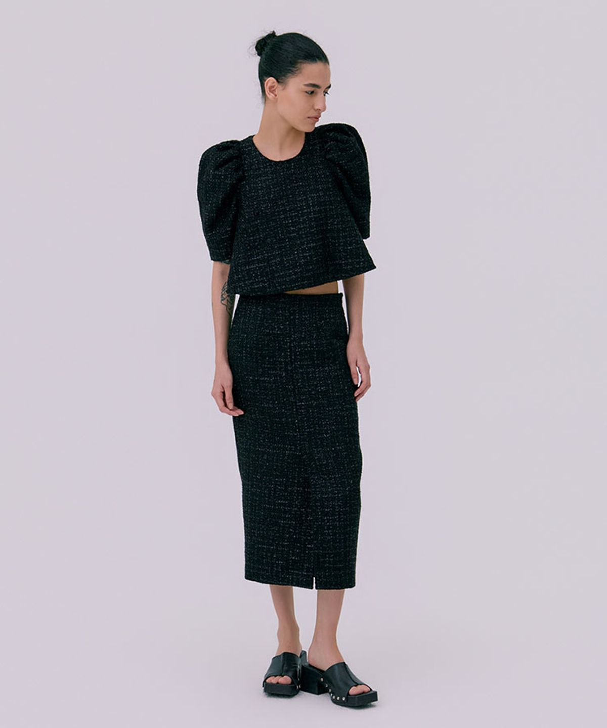 분더캄머(WNDERKAMMER) 26 Tweed skirt_black(트위드 스커트_블랙)