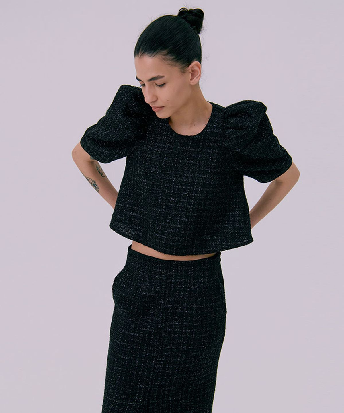분더캄머(WNDERKAMMER) 26 Tweed skirt_black(트위드 스커트_블랙)