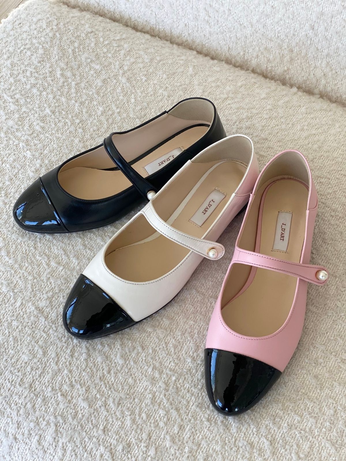 쥬다르(JEU DART) alice pearl maryjane flat  black