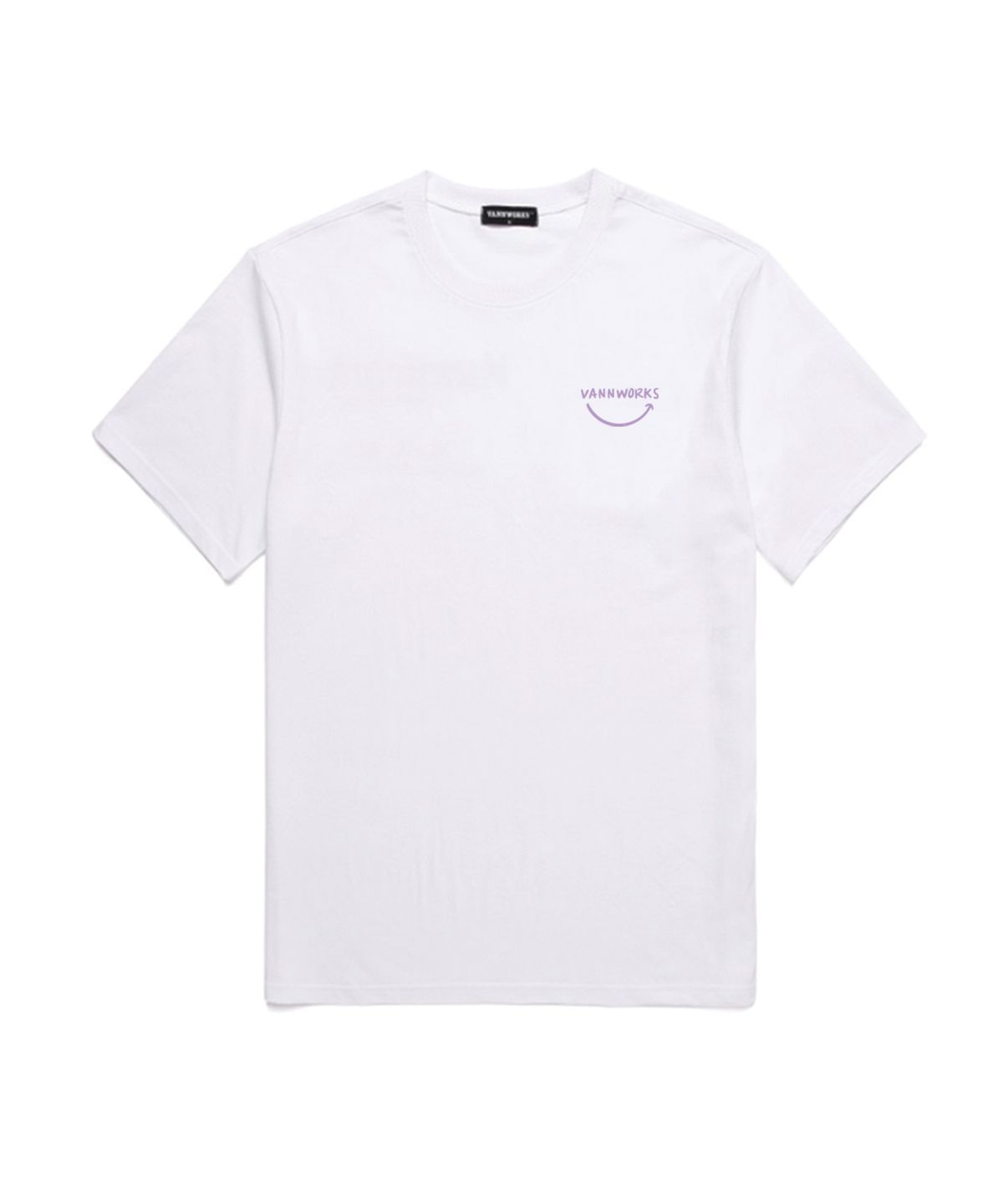 밴웍스(VANNWORKS) Smile Logo 오버핏 반팔 티셔츠 (VS0025) 화이트_바이올렛